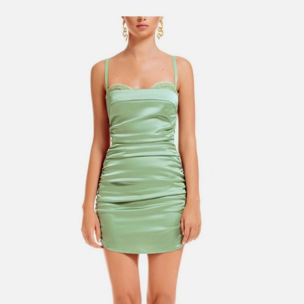 Danielle Guizo Square Neckline Midi Dress Size M in Sage Green